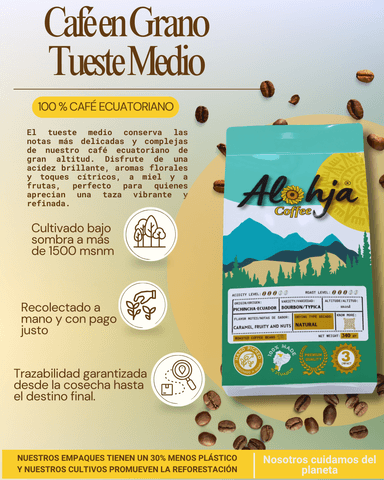 Café en grano tueste claro 340 gr (Café Origen Profundo) - 2