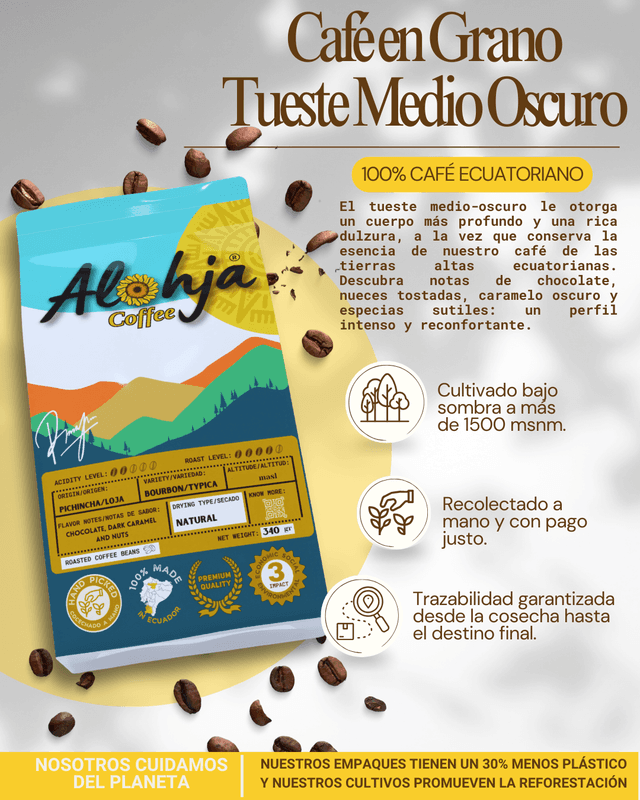 Café en grano tueste medio oscuro (Café Paltas-Grano)